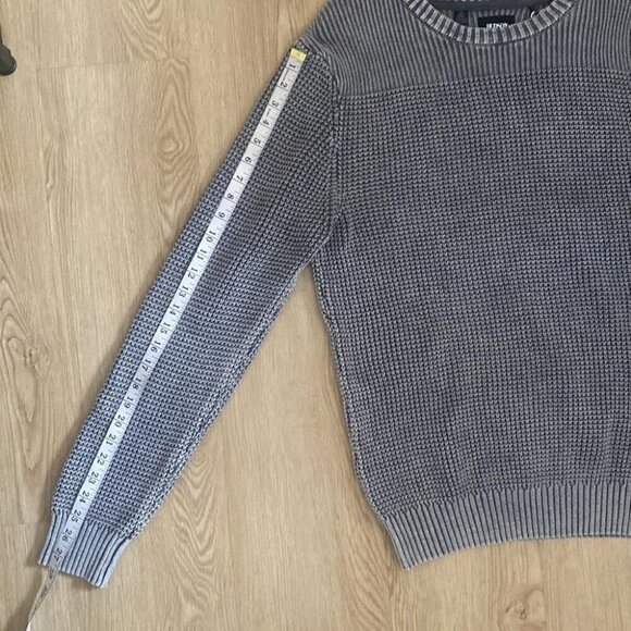 Hudson Men’s Knit Sweater Small Textured Waffle Weave Pullover Neutral Gray - Picture 10 of 12